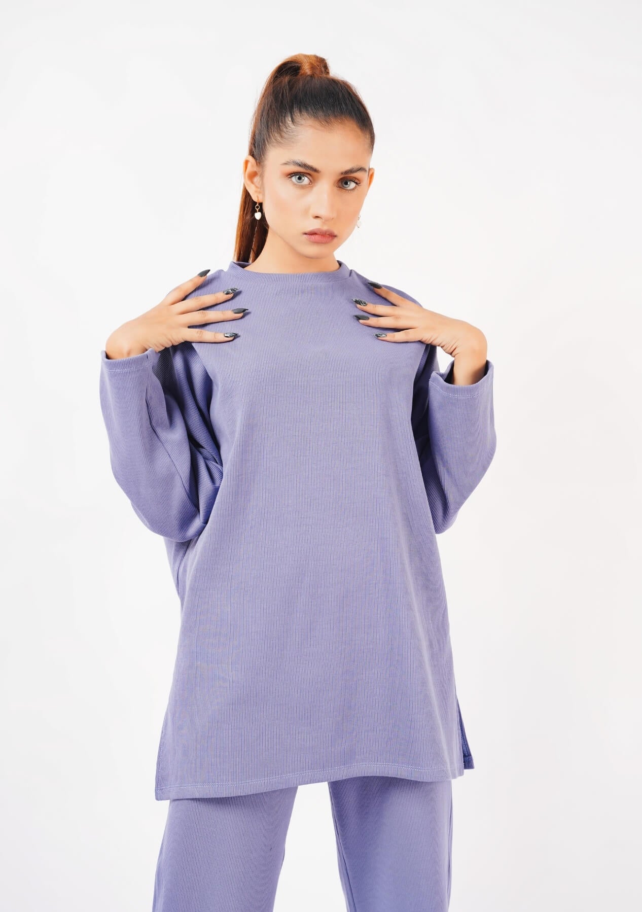 Oversized Knit Top - light purple