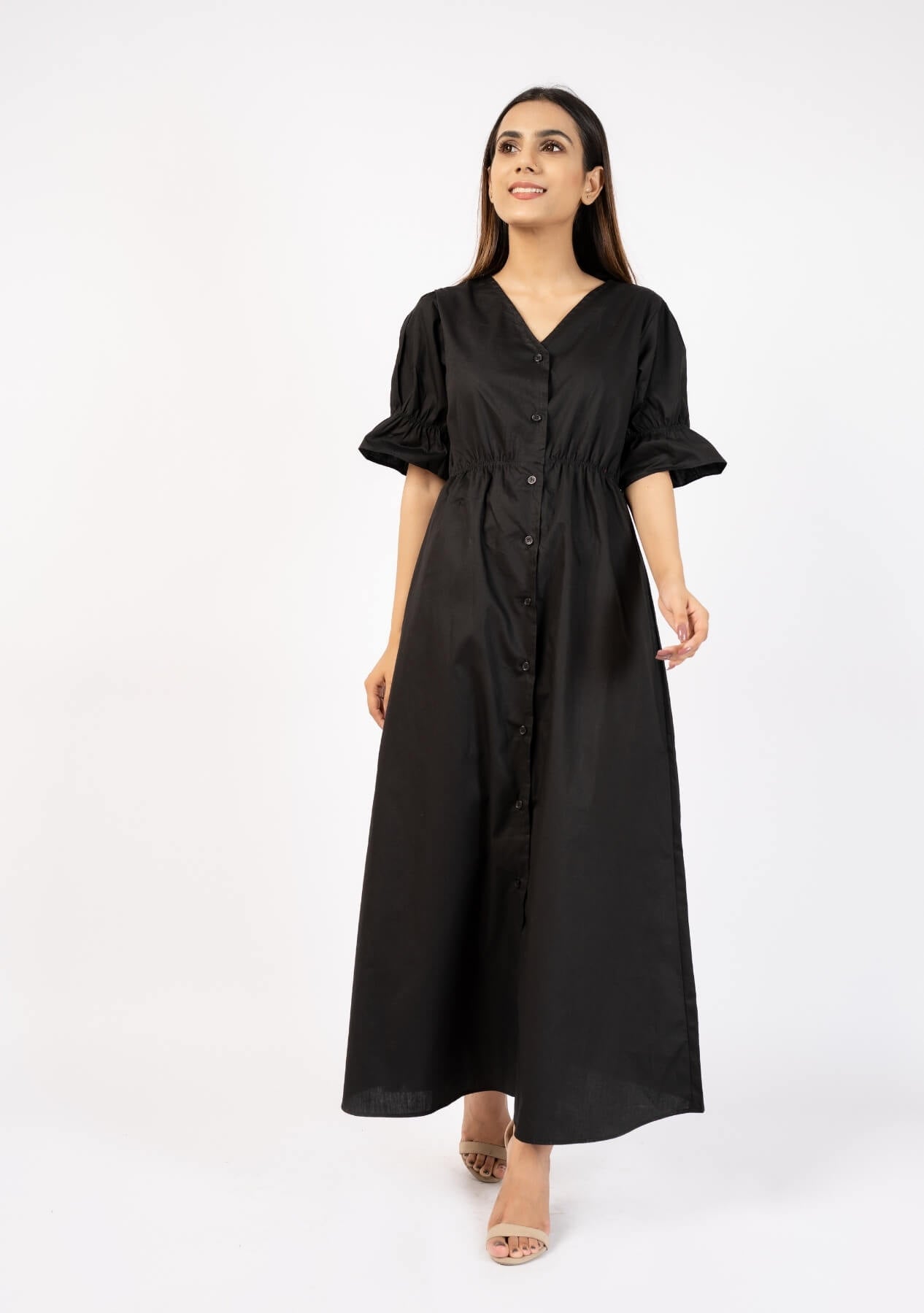 Front Button Maxi Dress - Women Long Dress - Pakistan Maxi Dress