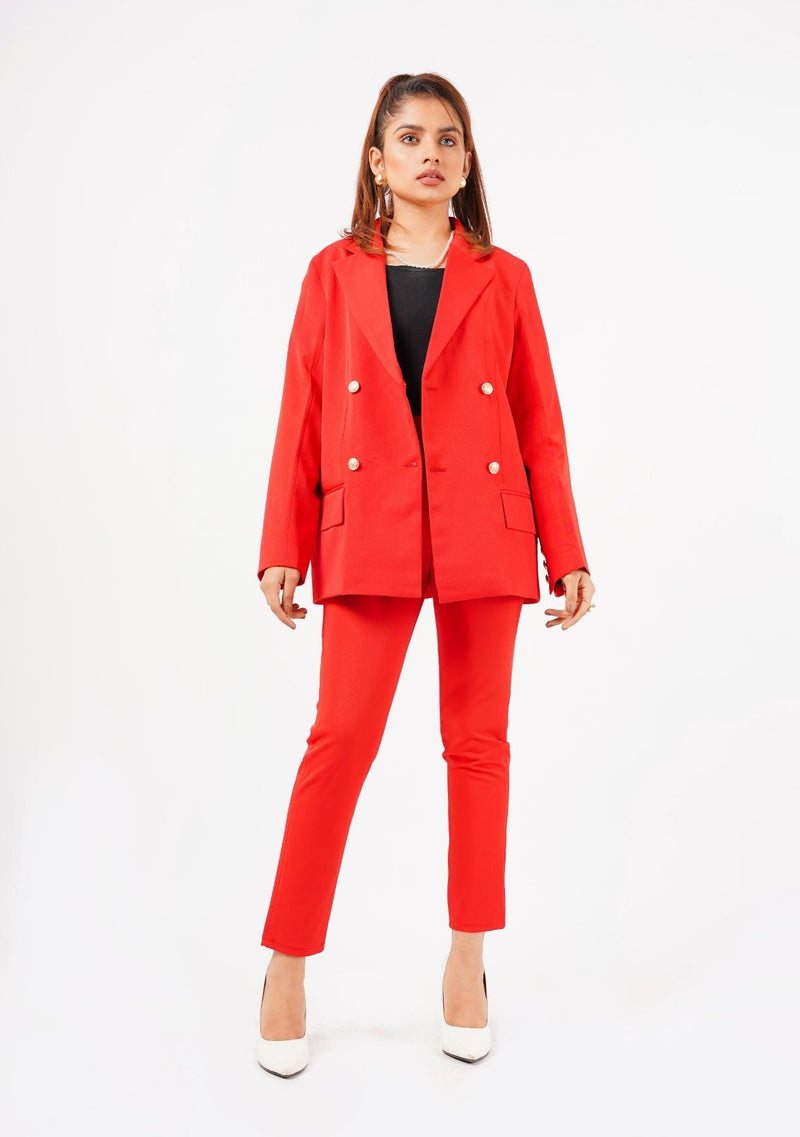 Double Breasted Blazer - red