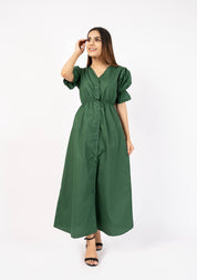 Front Button Maxi Dress - Women Long Dress - Pakistan Maxi Dress