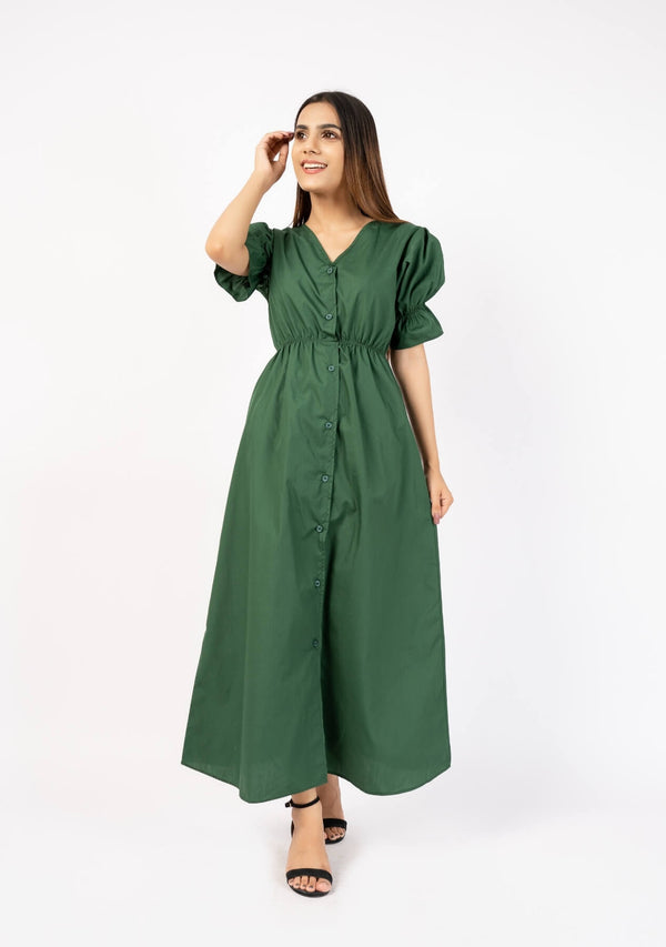 Front Button Maxi Dress - Women Long Dress - Pakistan Maxi Dress
