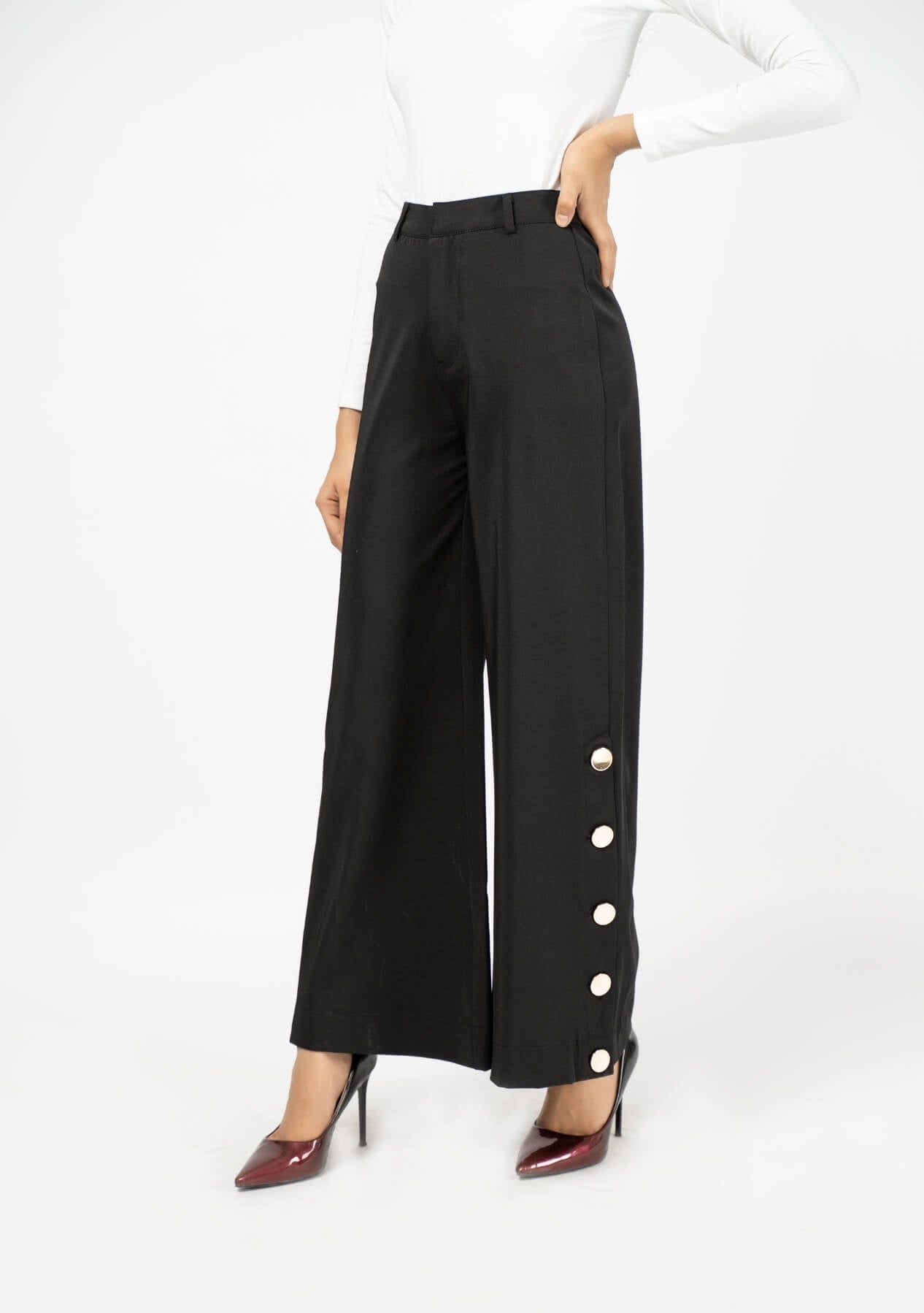 Buy Western Pants - Women Wide Leg Side Slit Pant - Nine Ninety Nine