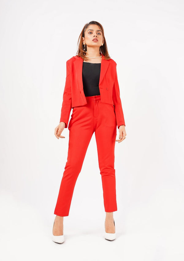 Cropped Blazer - red