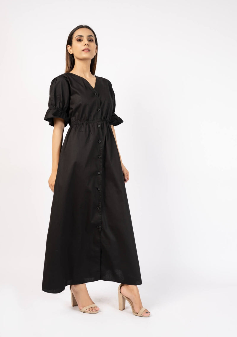Front Button Maxi Dress - Women Long Dress - Pakistan Maxi Dress