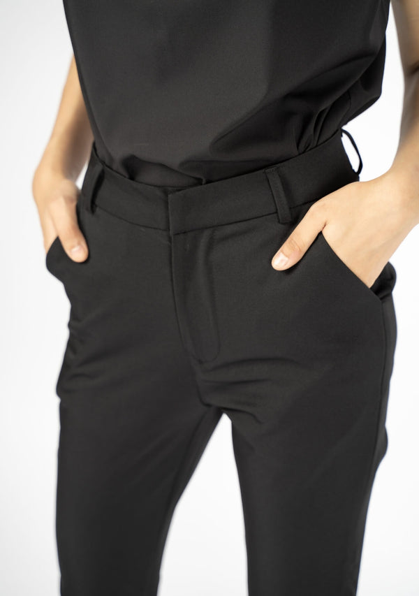 Straight Pant with Pocket - Black Polyester