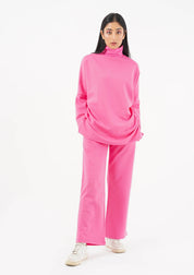 Fleece Wide Leg Pant with Pocket - fuchsia pink