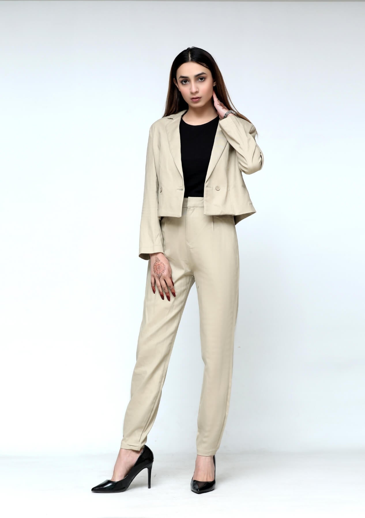 Cropped Blazer - Beige