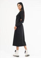 Front Patch Pocket Knit Dress - black