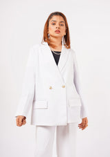 Double Breasted Loose Fit Blazer - white