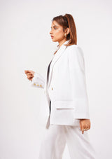 Double Breasted Loose Fit Blazer - white