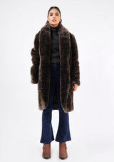 Long Fur Coat - Brown