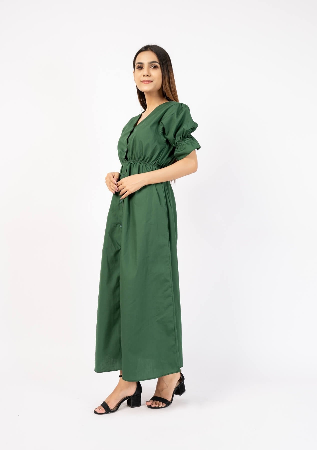 Front Button Maxi Dress - Women Long Dress - Pakistan Maxi Dress
