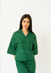 Boxy Pocket Fit Shirt - Bottle Green