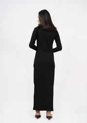 Square Neck Knitted Dress - Black