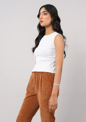 Sleeveless Rib Knit Vest - White