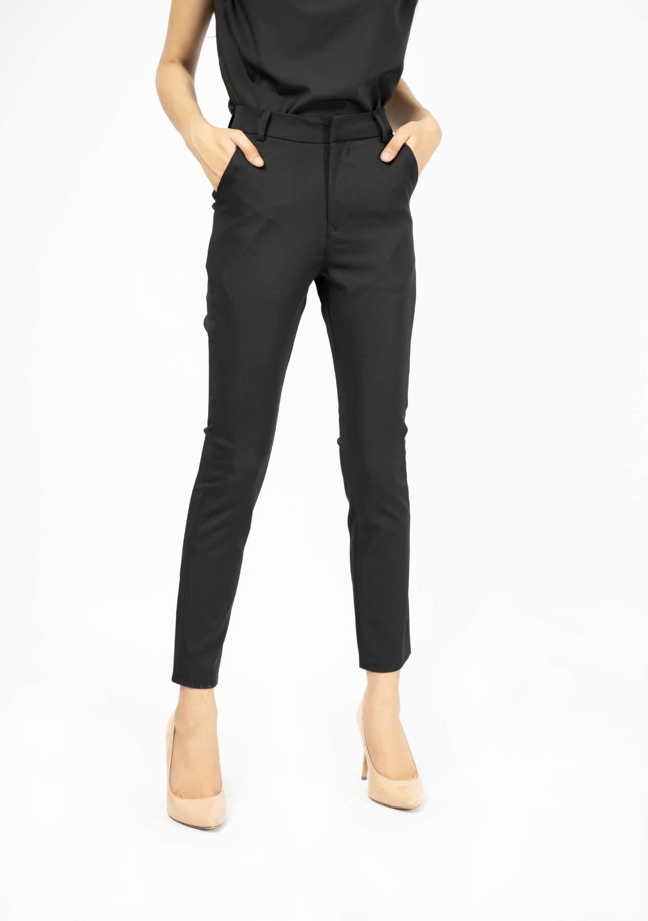 Straight Pant with Pocket - Black (Polyester)