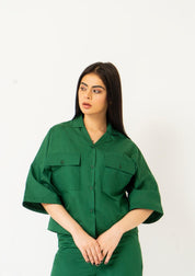 Boxy Pocket Fit Shirt - Bottle Green
