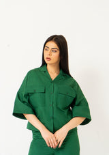 Boxy Pocket Fit Shirt - bottle green