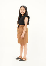Girls Belted Skirt - brown