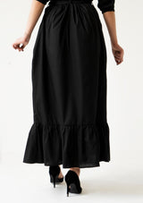Ruffle Hem Skirt with Belt - black