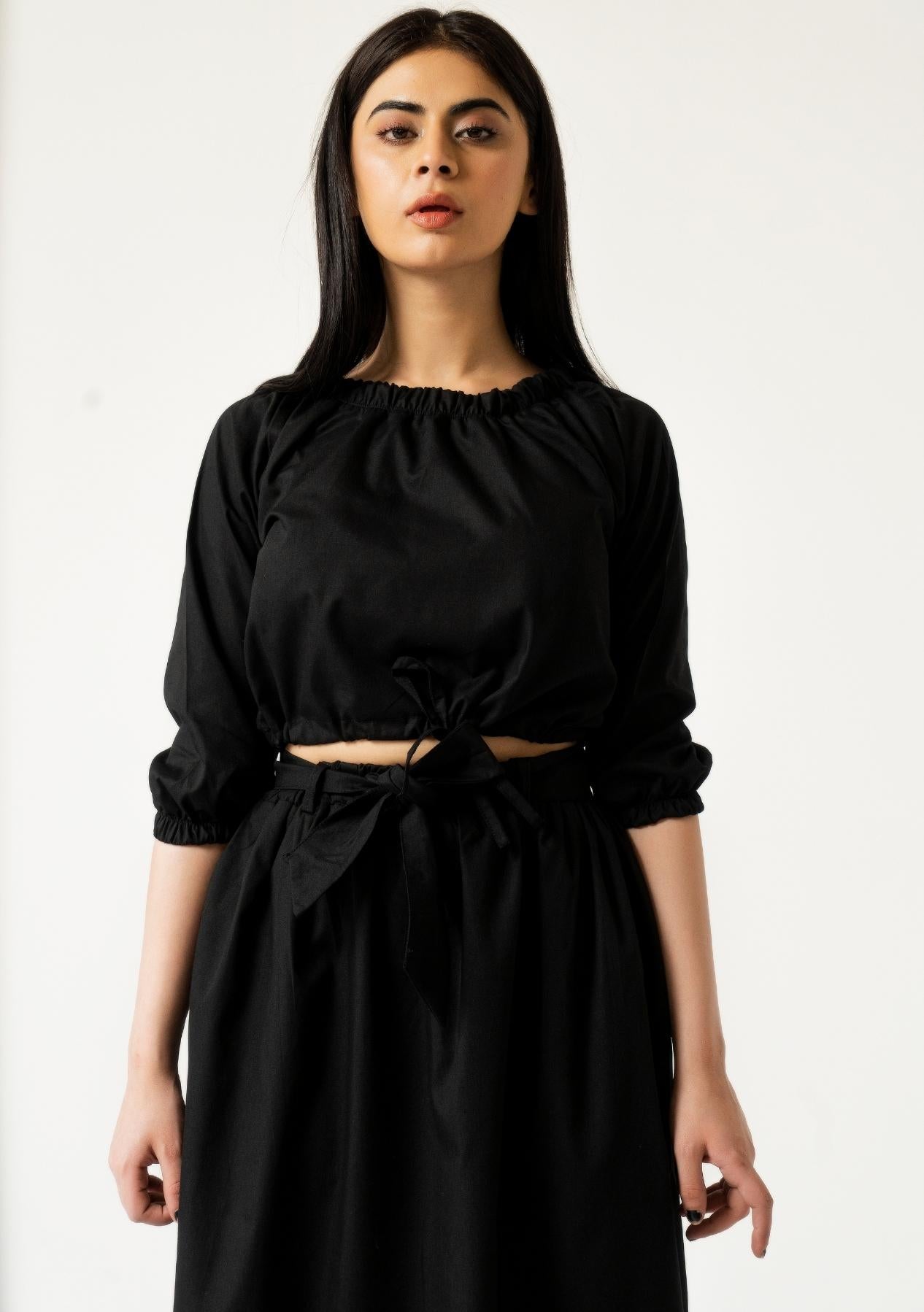 Off Shoulder Cropped Top - Black
