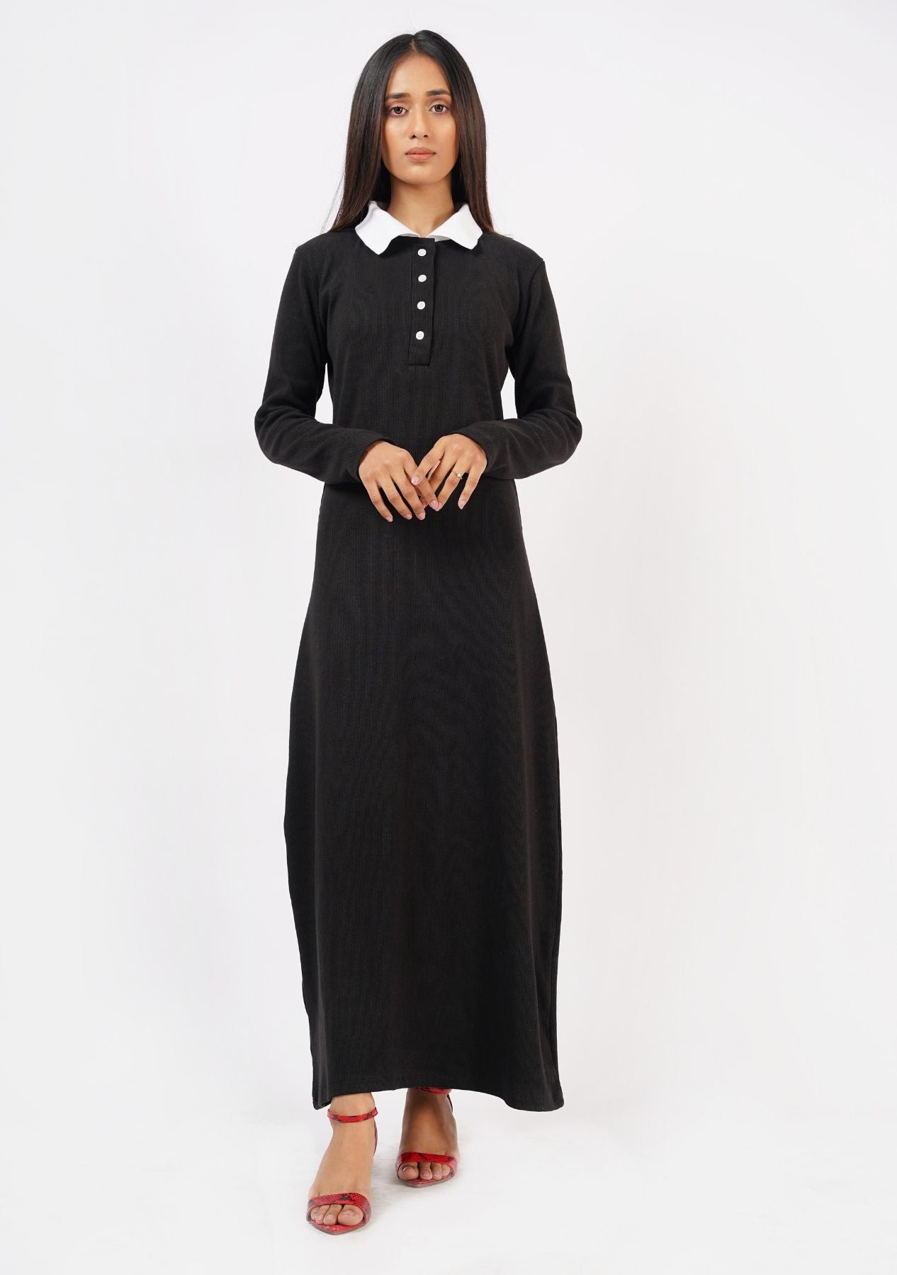 Polo Knit Dress - Black