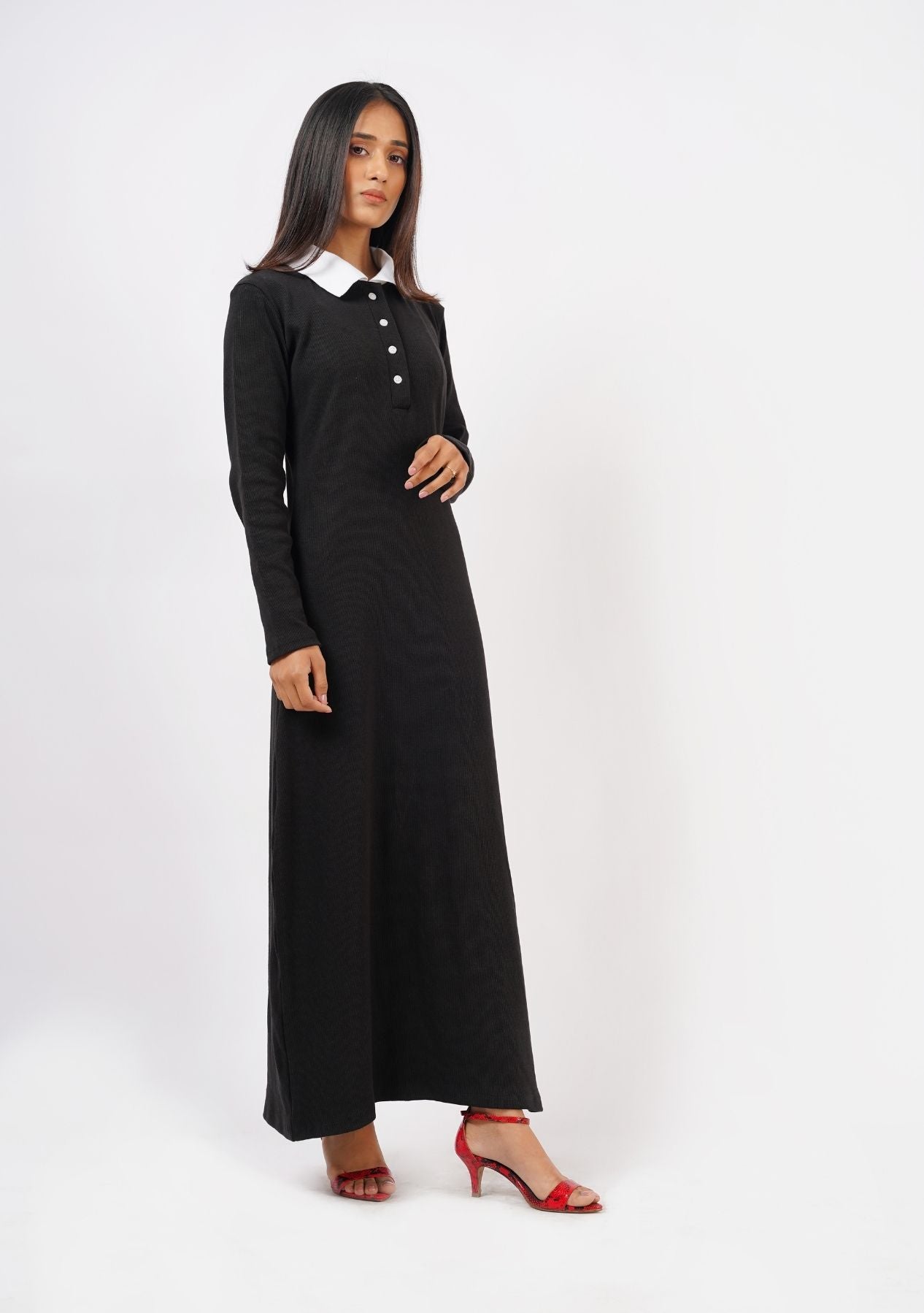 Polo Knit Dress - Black