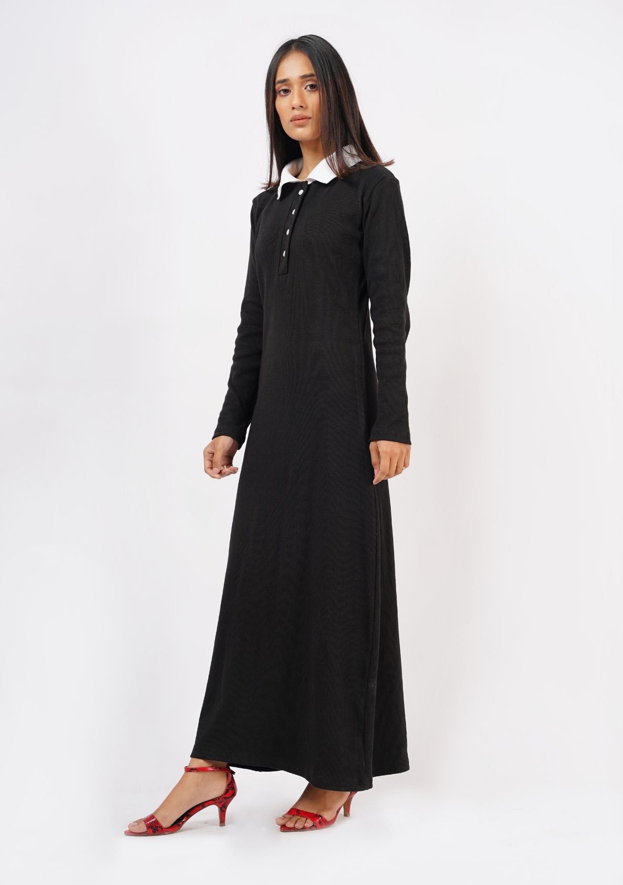 Polo Knit Dress - Black