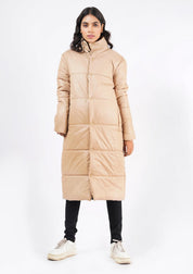 Long Puffer Coat - Light Brown
