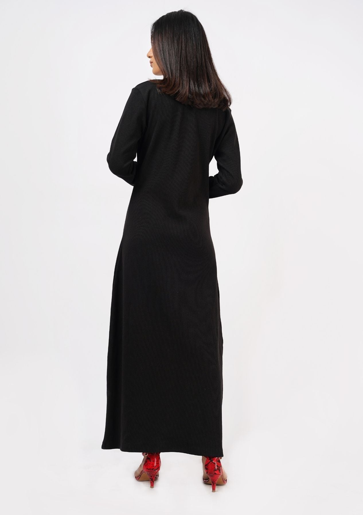 Polo Knit Dress - Black