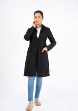 Long Coat w Patch Pockets - black wool