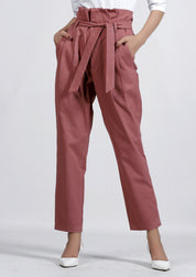 Pleated Paper Bag Pant in tea pink