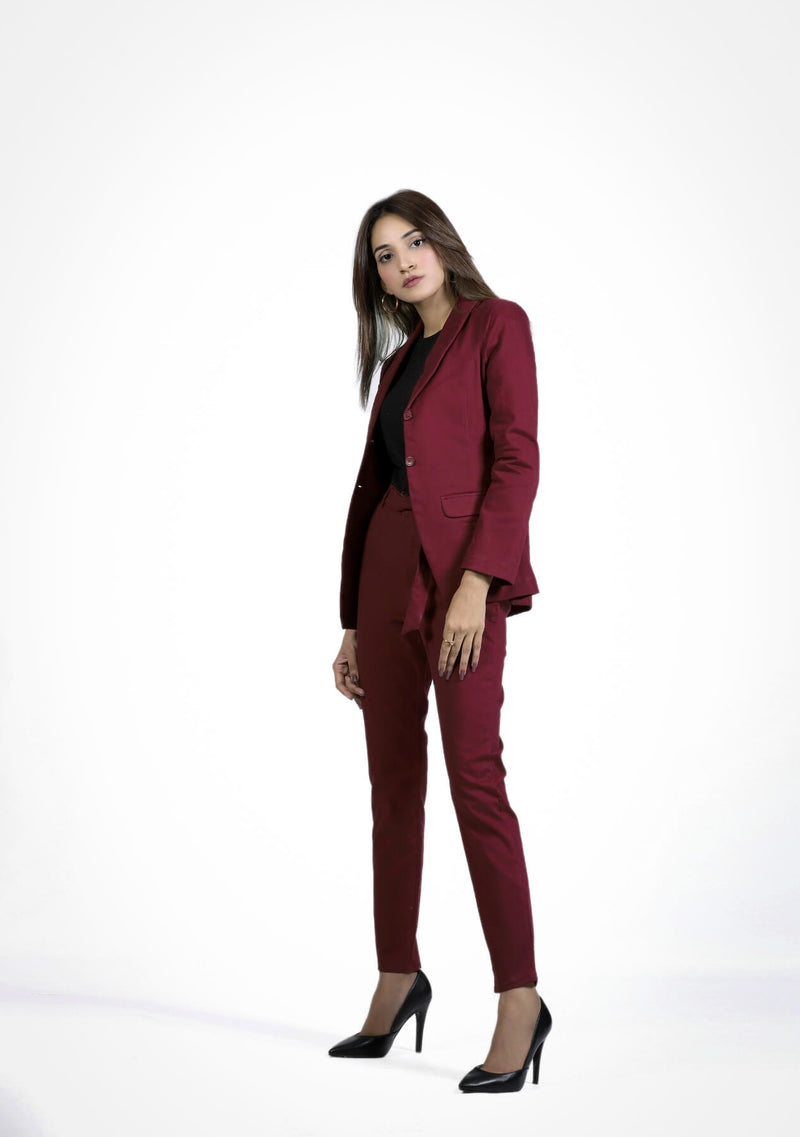 Straight Pant in maroon w Pocket
