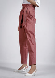 Pleated Paper Bag Pant in tea pink