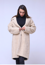Teddy Faux Fur Oversized Coat - Beige